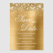 Glittery Gold Foil Save the Date Magneteinladung (Vorderseite)