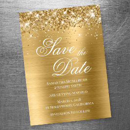 Glittery Gold Foil Save the Date Magneteinladung