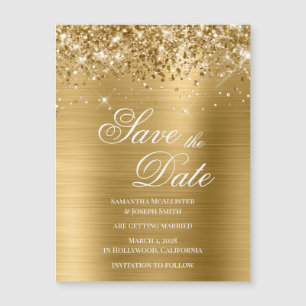 Glittery Gold Foil Save the Date Magnetkarte