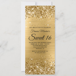 Glittery Gold Foil Sweet 16 Birthday Einladung