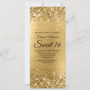 Glittery Gold Foil Sweet 16 Birthday Einladung