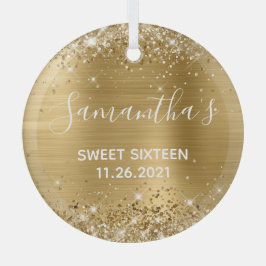 Glittery Gold Foil Sweet 16 Ornament Aus Glas