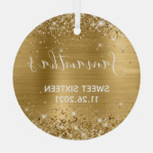 Glittery Gold Foil Sweet 16 Ornament Aus Glas (Rückseite)