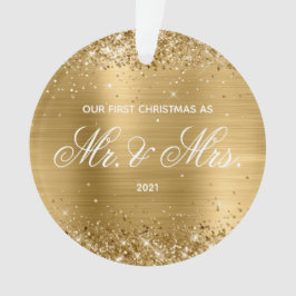 Glittery Gold Foil Unser erstes Weihnachtsfest Ornament