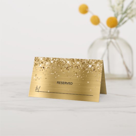 Glittery Gold Foil vorbehalten Platzkarte (Vorderseite)