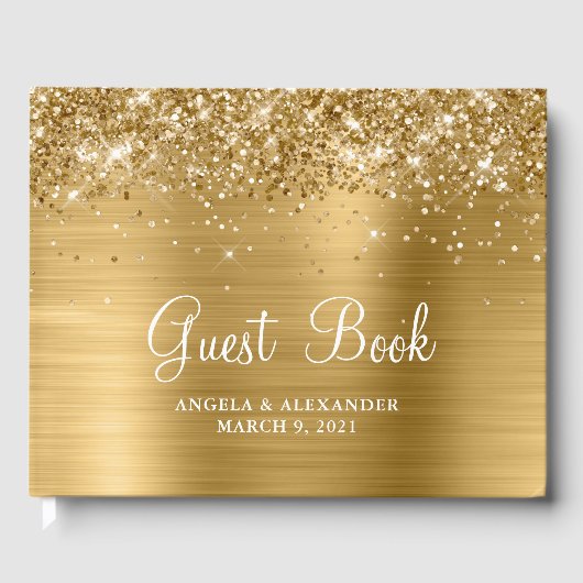 Glittery Gold Foil Wedding Gästebuch (Vorderseite)