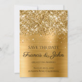 Glittery Gold Foil Wedding Save The Date (Vorderseite)