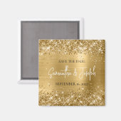 Glittery Gold Foil Wedding Save the Date Magnet (Vorderseite/Rückseite)