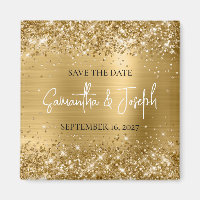 Glittery Gold Foil Wedding Save the Date