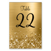 Glittery Gold Foil Wedding Tischnummer (Rückseite)