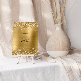 Glittery Gold Foil Wedding Tischnummer