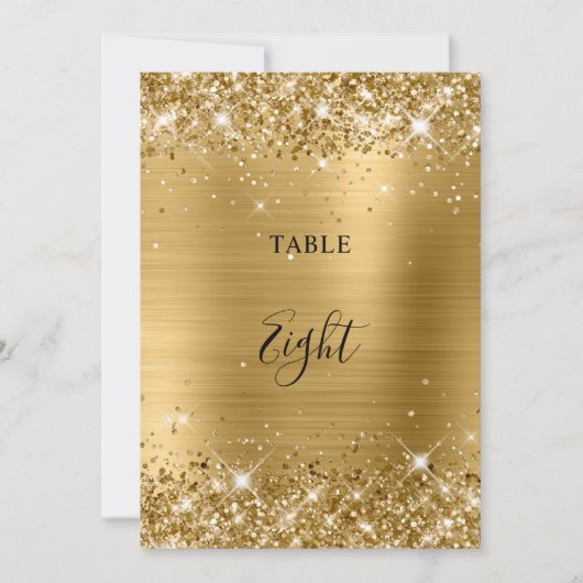 Glittery Gold Foil Wedding Tischnummer 12x18 Card (Vorderseite)