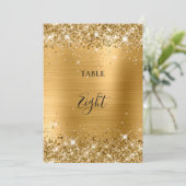 Glittery Gold Foil Wedding Tischnummer 12x18 Card (Stehend Vorderseite)