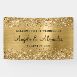 Glittery Gold Foil Wedding Willkommen Banner