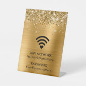 Glittery Gold Foil WiFi Netzwerk und Kennwort Sockelschild (Vorderseite)