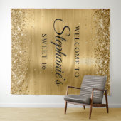 Glittery Gold Foil Willkommen im Sweet 16 Wandteppich (Beispiel (Horizontal))