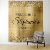 Glittery Gold Foil Willkommen im Sweet 16 Wandteppich (Beispiel)