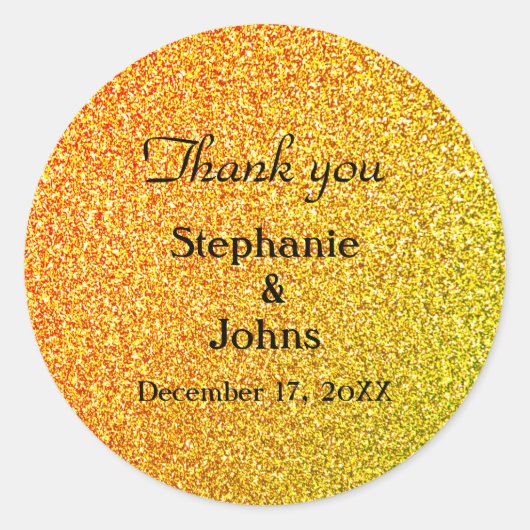 Glittery Gold Gastgeschenk Hochzeit Label Cool Vie Runder Aufkleber (Vorderseite)