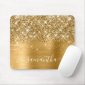 Glittery Gold Girly Signature Calligraphy Mousepad (Mit Mouse)