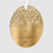 Glittery Gold Girly Signature Calligraphy Photo Ornament (Vorderseite)