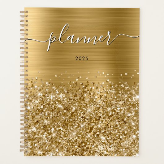 Glittery Gold Glam 2025 Planer (Vorderseite)