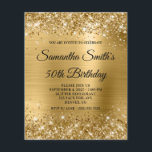 Glittery Gold Glam 50. Geburtstag Einladung Flyer<br><div class="desc">Eine glamouröse Einladung zum 50. Geburtstag für sie auf einem Budget Papier Flyer Option (keine Umschläge inbegriffen). Imitate funkelnd vergoldeten Glitzer gegen ein koordinierendes Imitat glänzend gebürstete Metallfolienbild. Alle Folien und glänzende Funkeln und Glanz in diesem modernen mädchenhaften Design sind digitale Grafiken, die wie ein Foto drucken. Eine Budgethilfepapieroption für...</div>