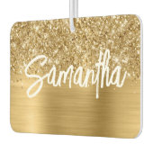 Glittery Gold Glam Brush Script Name Autolufterfrischer (Links)