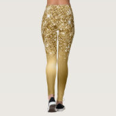 Glittery Gold Glam Brush Script Name Leggings (Rückseite)