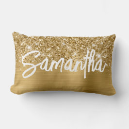 Glittery Gold Glam Brush Script Name Lendenkissen