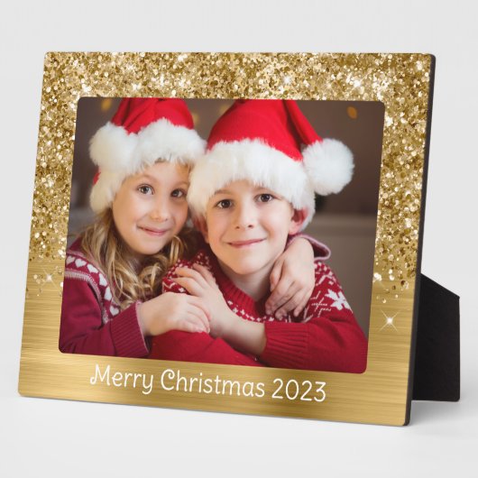Glittery Gold Glam Christmas Family Foto Fotoplatte (Seite)