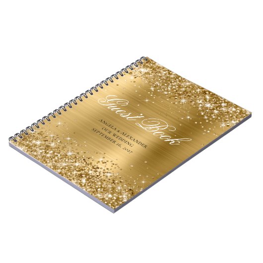 Glittery Gold Glam Classic Script Guestbook Notizblock (Linke Seite)