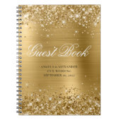 Glittery Gold Glam Classic Script Guestbook Notizblock (Vorderseite)