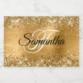Glittery Gold Glam Extravagant Monogram Lebensmitteletikett (Einzelnes Label)