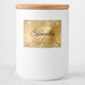 Glittery Gold Glam Extravagant Monogram Lebensmitteletikett (Vorderseite)