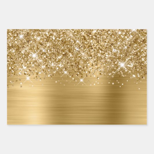 Glittery Gold Glam Geschenkpapier Set (Vorderseite)