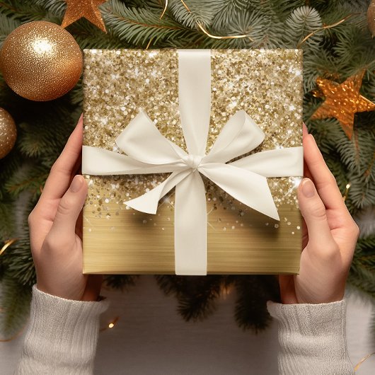 Glittery Gold Glam Geschenkpapier Set