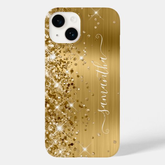 Glittery Gold Glam Girly Swash Signature Case-Mate iPhone Hülle (Rückseite)