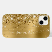Glittery Gold Glam Girly Swash Signature Case-Mate iPhone Hülle (Rückseite (Horizontal))