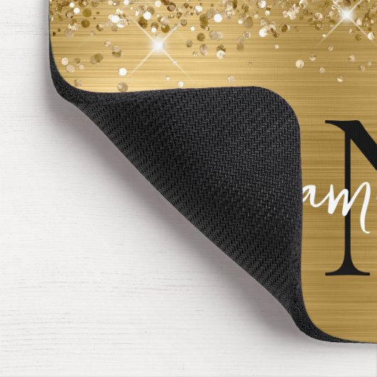 Glittery Gold Glam Mit Monogramm Mousepad (Ecke)