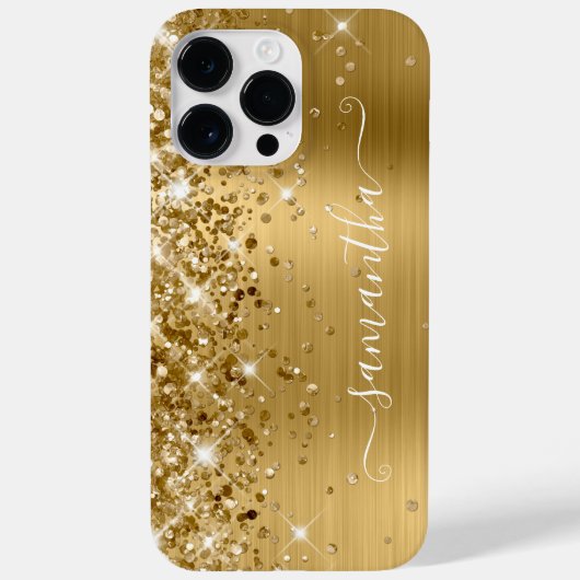 Glittery Gold Glam Moderne Girly Signature Case-Mate iPhone Hülle (Rückseite)