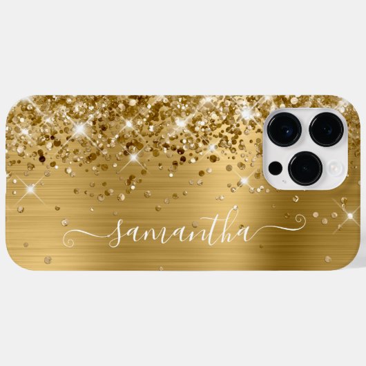 Glittery Gold Glam Moderne Girly Signature Case-Mate iPhone Hülle (Rückseite (Horizontal))