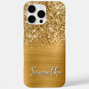 Glittery Gold Glam Moderner Name iPhone 16 Pro Max Hülle