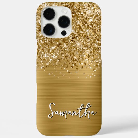 Glittery Gold Glam Moderner Name Case-Mate iPhone Hülle (Rückseite)