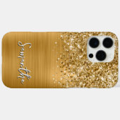 Glittery Gold Glam Moderner Name Case-Mate iPhone Hülle (Rückseite (Horizontal))