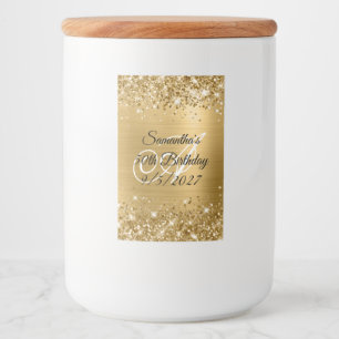 Glittery Gold Glam Monogram 50. Geburtstag Lebensmitteletikett