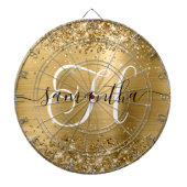 Glittery Gold Glam Monogram Dartscheibe (vorne)