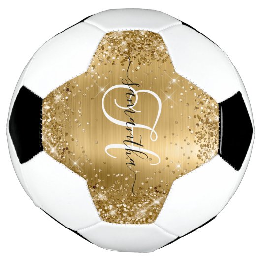 Glittery Gold Glam Monogram Fußball (Gedreht)