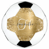 Glittery Gold Glam Monogram Fußball (Vorderseite)