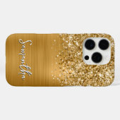 Glittery Gold Glam Name Case-Mate iPhone Hülle (Rückseite (Horizontal))