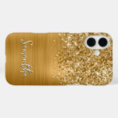 Glittery Gold Glam Name Case-Mate iPhone Hülle (Rückseite (Horizontal))